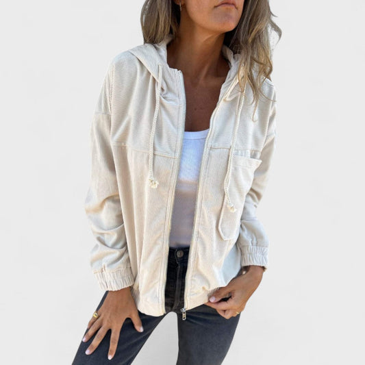 Pavla - Sametový kabát s kapucí a zipem