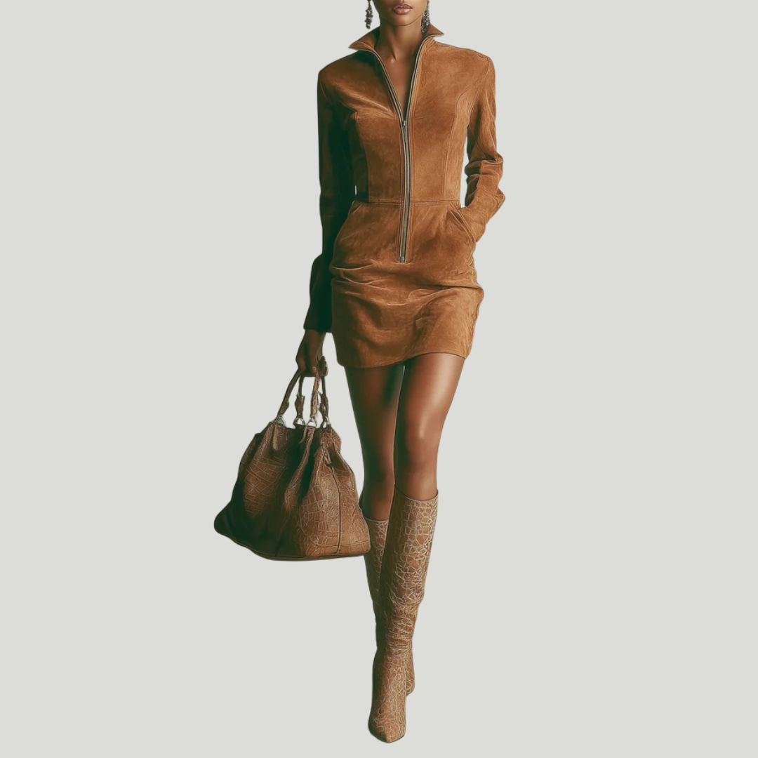 Helena - Semišové šaty na zip