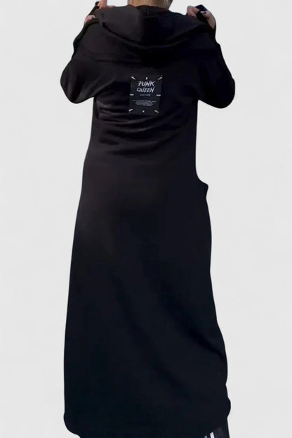 MARIE-Dlouhý kabát s kapucí a zipem