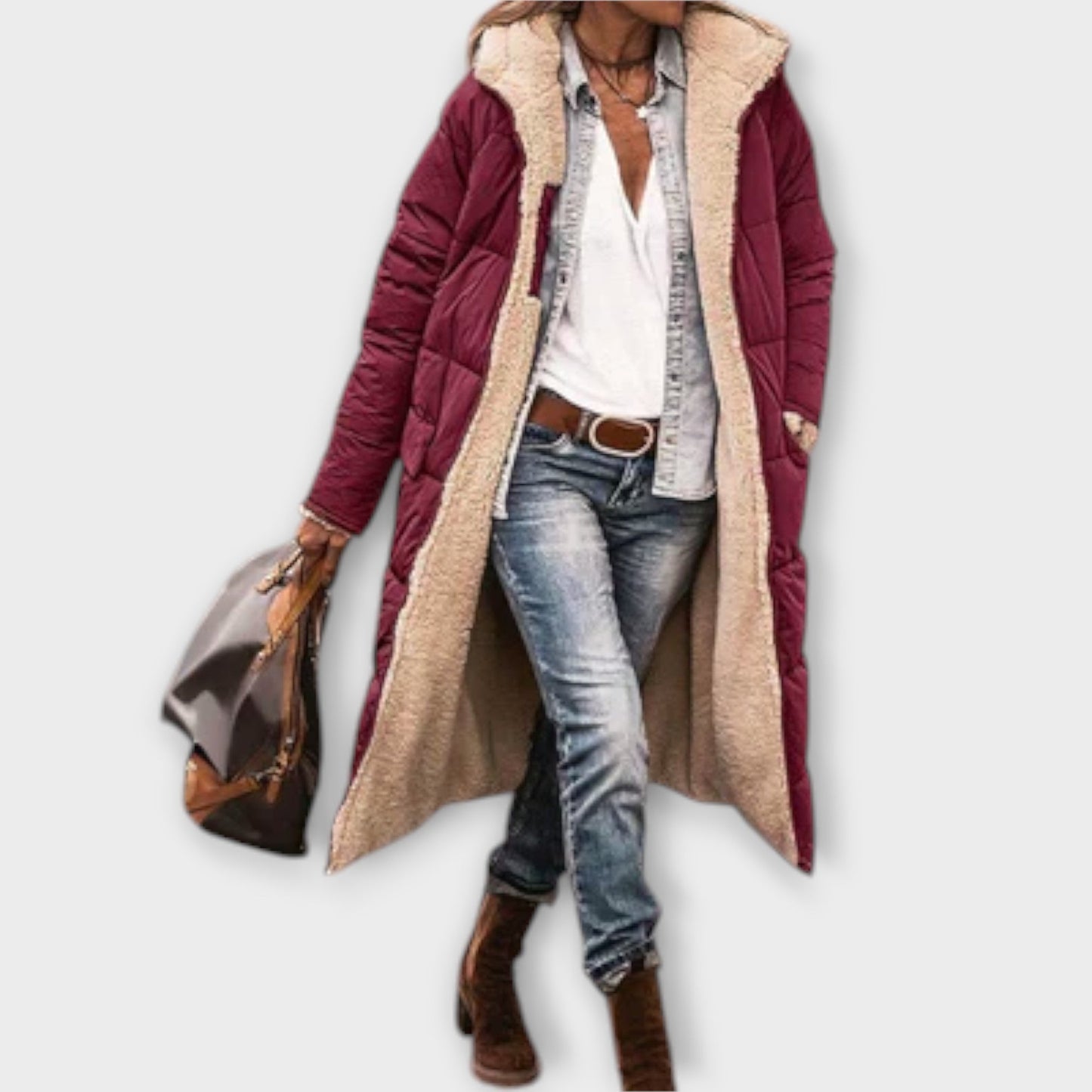 Kora - Hřejivý kabát s kožešinovou podšívkou