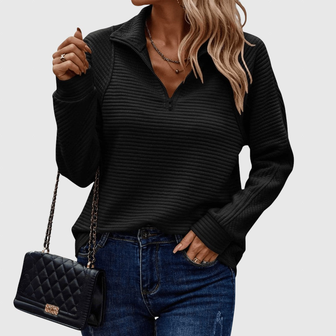 Lenka - Elegantní svetr s polovičním zipem