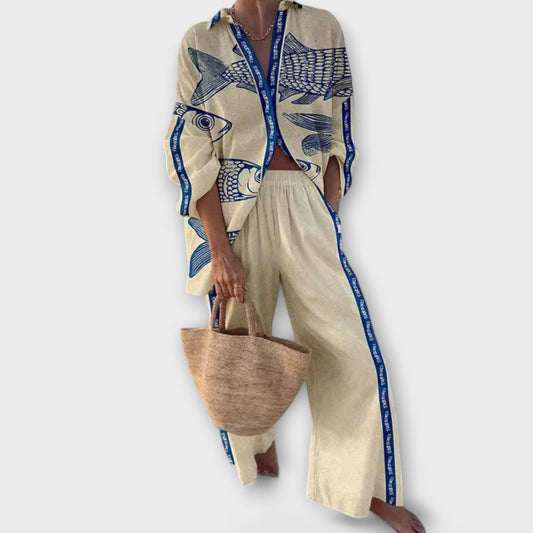 Yazette – Uvolněný Look s Tiskem Ryby