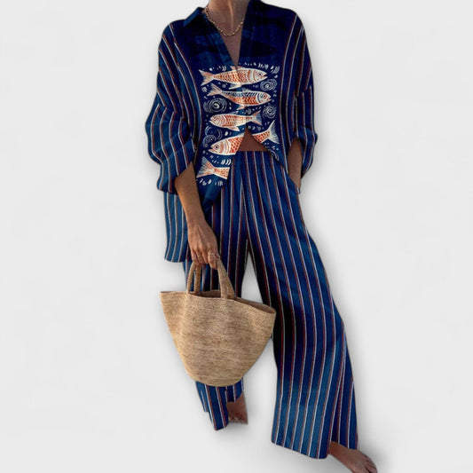 Zairín - Sada s kočičím vzorem v modré